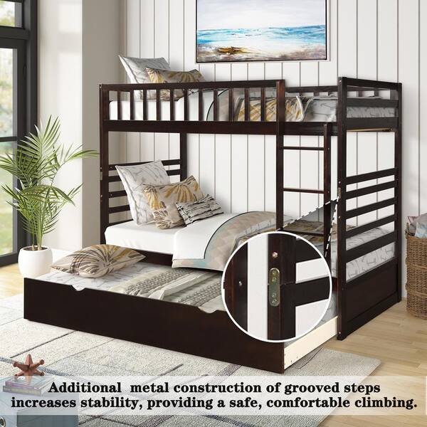Twin Over Twin Bunk Bed Separable Wooden Home Bedroom Teens Child Espresso 