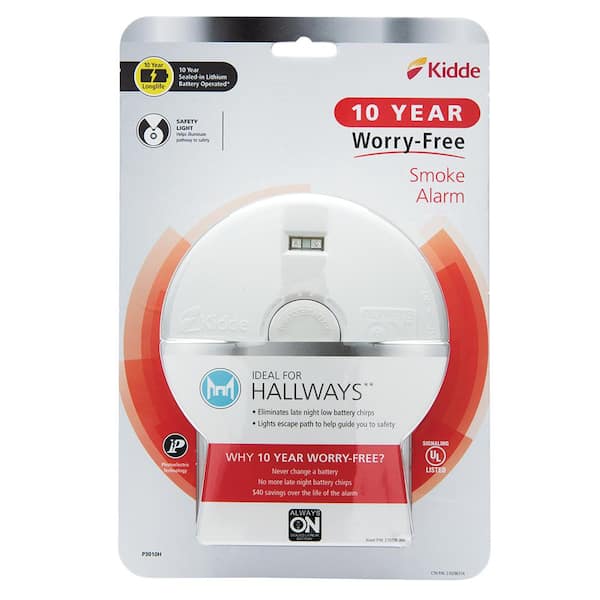 10 Year Worry-Free Smoke Detector, Lithium Battery Powered, Smoke Alarm,  3-Pack