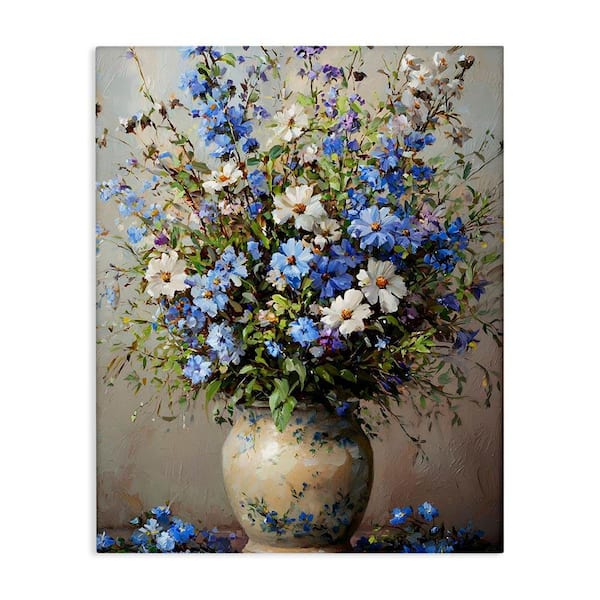 Cerulean Flower Bouquet by Franklyn Gregory Unframed Nature Graphic Art Print 30 in. x 24 in.
