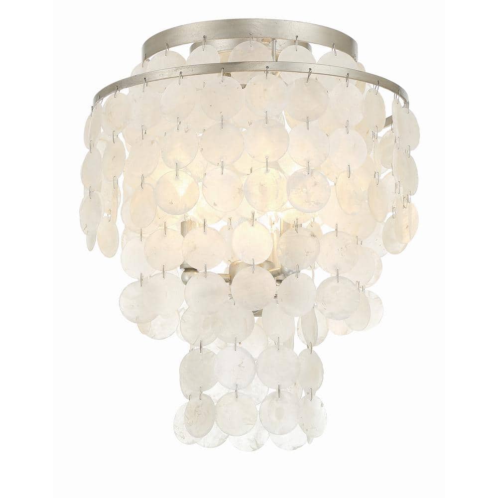 Brielle 3-Light Antique Silver Capiz Shell Ceiling Mount