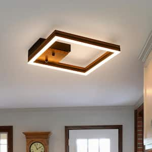 Iris 1-Light 10.63 in. Integrated LED Wood Flush Mount Ceiling Light