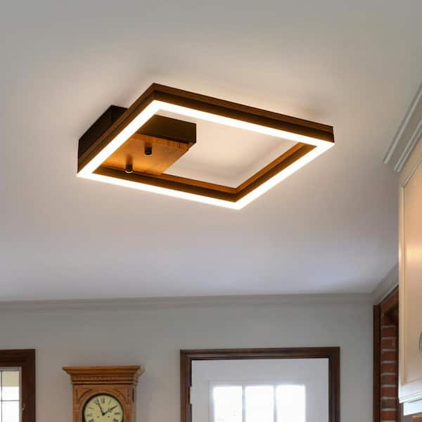 EDISLIVE Iris 1-Light 10.63 in. Integrated LED Wood Flush Mount Ceiling Light