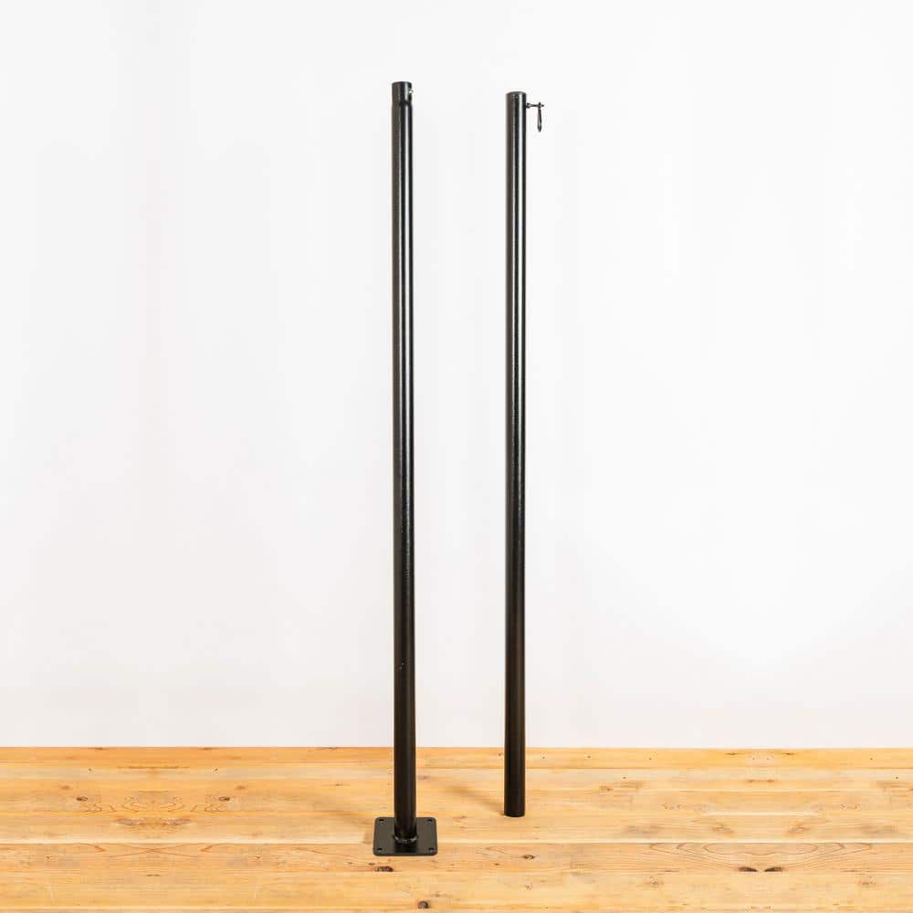 9.5ft Black Powder-Coated Steel String Light Pole Stand