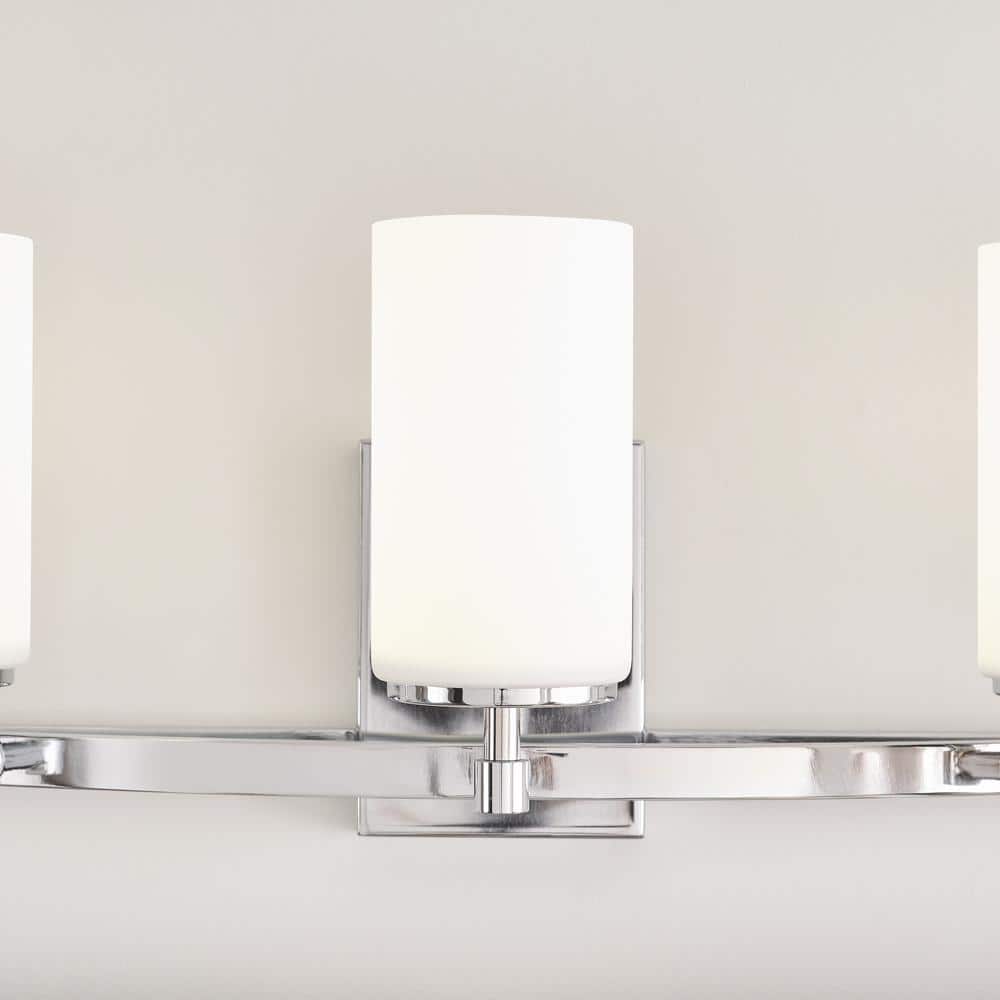 Chrome 3-Light Bath Fixture with Etched Glass Shades