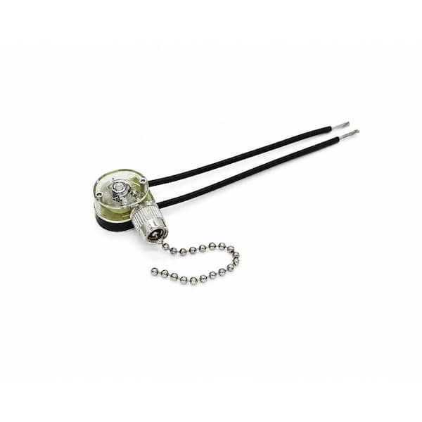 3 Amp Single-Pole Single Circuit Pull-Chain Switch - Nickel, Silver 1-Pack NHE-PCS-1