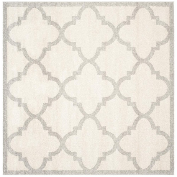 SAFAVIEH Amherst Beige/Light Gray 7 ft. x 7 ft. Square Trellis Border Area Rug