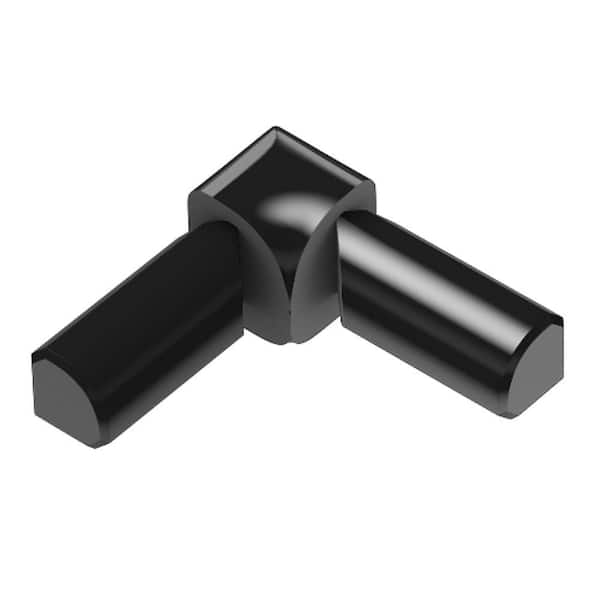 Schluter Rondec Bright Black Anodized Aluminum 1/2 in. x 1 in. Metal 90° Double-Leg Inside Corner