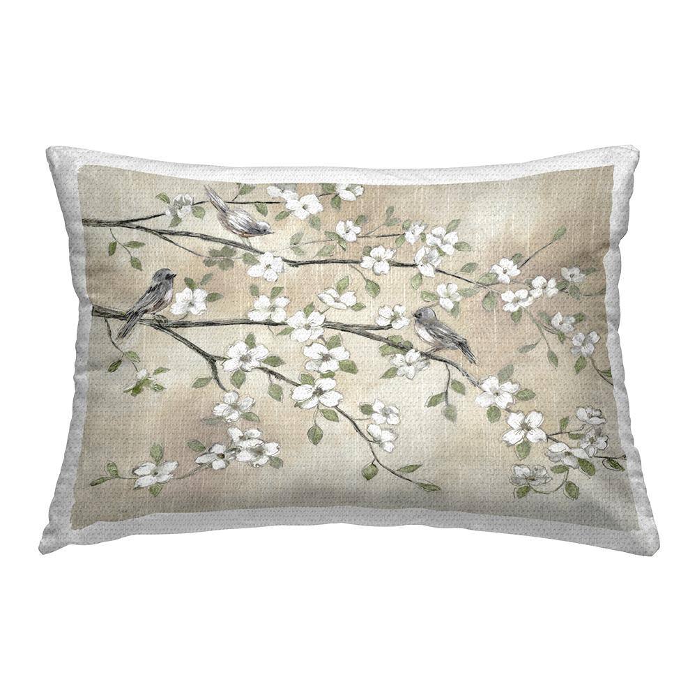 Apple Blossom Birds Beige Rectangular Outdoor Throw Pillow price history on PriceWatchPro