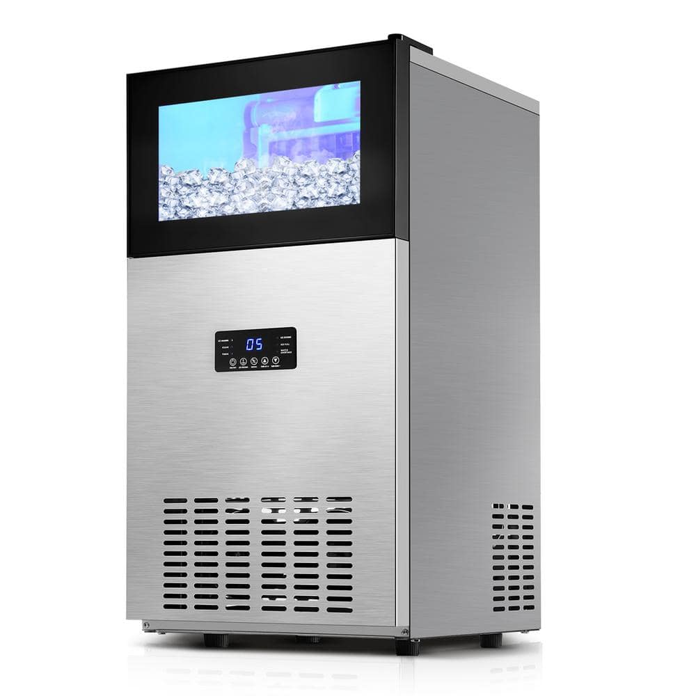 15 in. 130 lbs/24H Half Size Cube Commercial Built-in/Freestanding Ice Maker with Upgrade Compressor In Stainless Steel