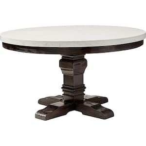 White and Gray Marble Top Pedestal Base Dining Table Seats 4