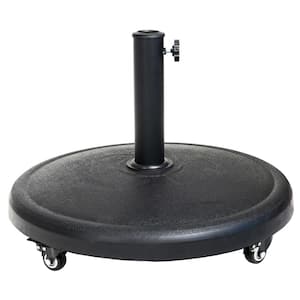 44 lbs. Round Resin Patio Umbrella Base Weight Stand with Wheels for Outdoor in Black