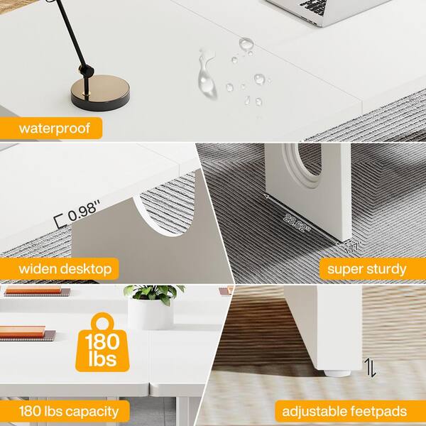 BYBLIGHT Lanita 70.9 in. Rectangular White Engineered Wood