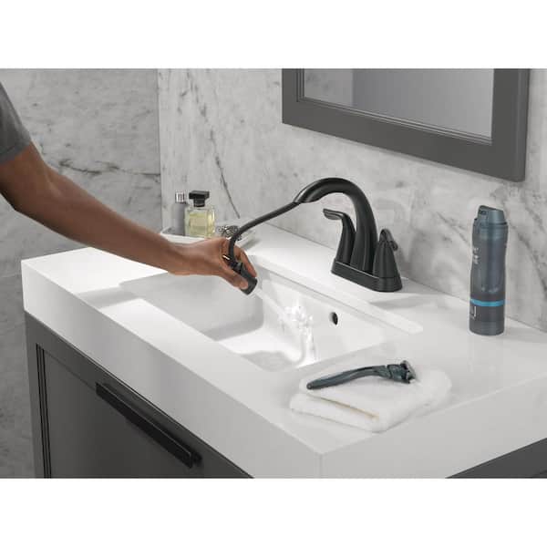 Arvo 4 in. Centerset Double Handle Pull-Down Spout Bathroom Faucet in Matte Black