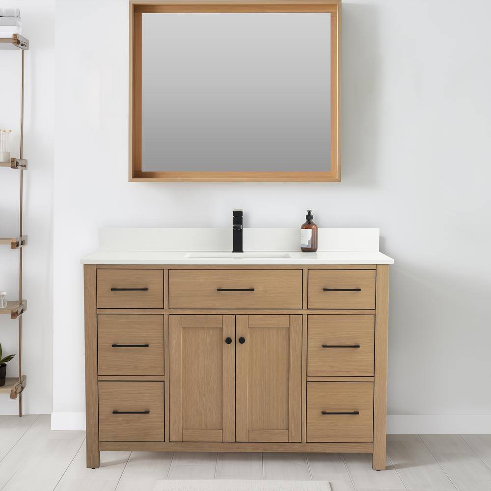 Jacklyn 49" White Oak Freestanding Bath Vanity with Ceramic Basin