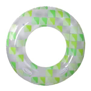 47 in. Green and White Inflatable Inner Tube Float with Handles