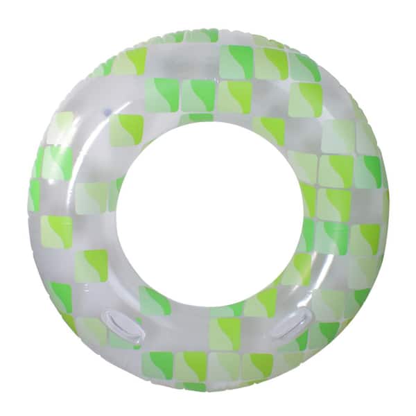 Pool Central 47 in. Green and White Inflatable Inner Tube Float with Handles