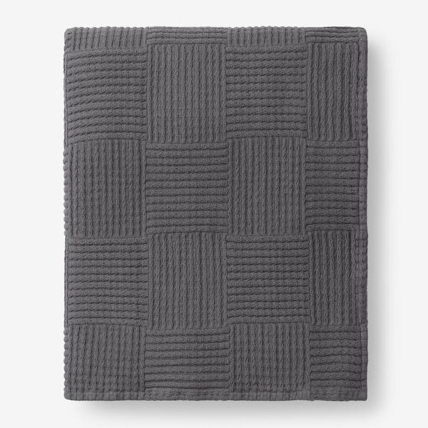 Superior Waffle Weave Knit Cotton Blanket, Throw Size, Black 