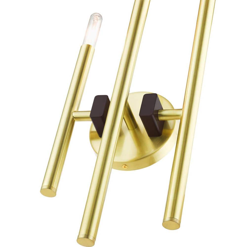 Denmark Satin Brass 3-Light Wall Sconce with Bronze Accents