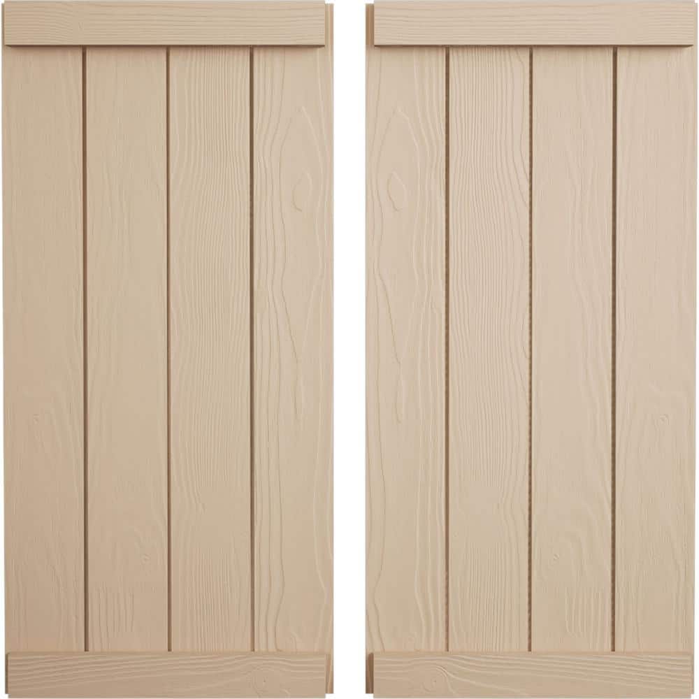 22 in. x 70 in. Timberthane Polyurethane 4-Board Joined Board-n-Batten Sandblasted Faux Wood Shutters, End Batten Pair price history on PriceWatchPro