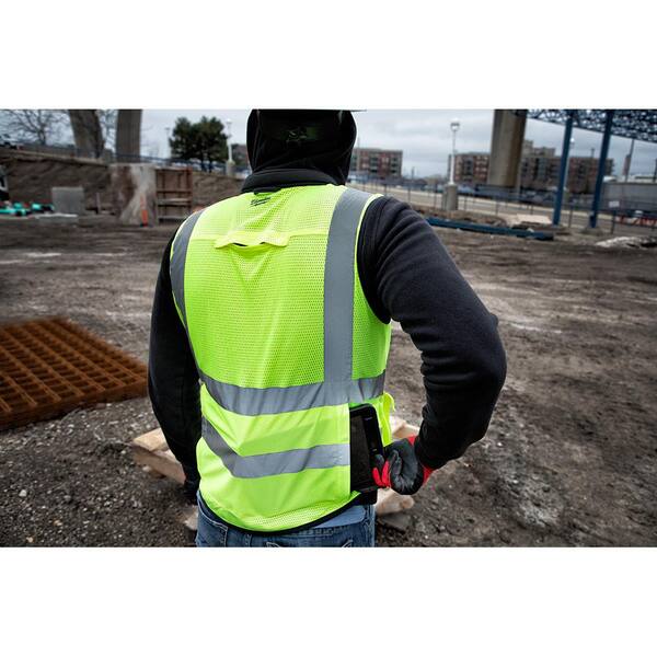 Milwaukee Performance Large/X-Large Yellow Class 2 High Visibility Safety  Vest with 15 Pockets 48-73-5042 - The Home Depot