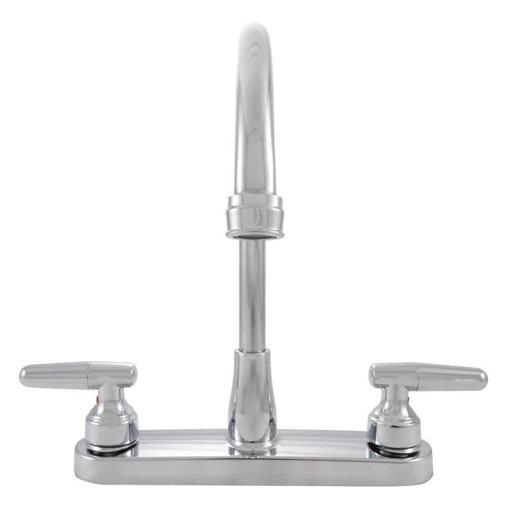 Polished Chrome 2-Handle High-Arc Kitchen Faucet with Pull-Out Spray