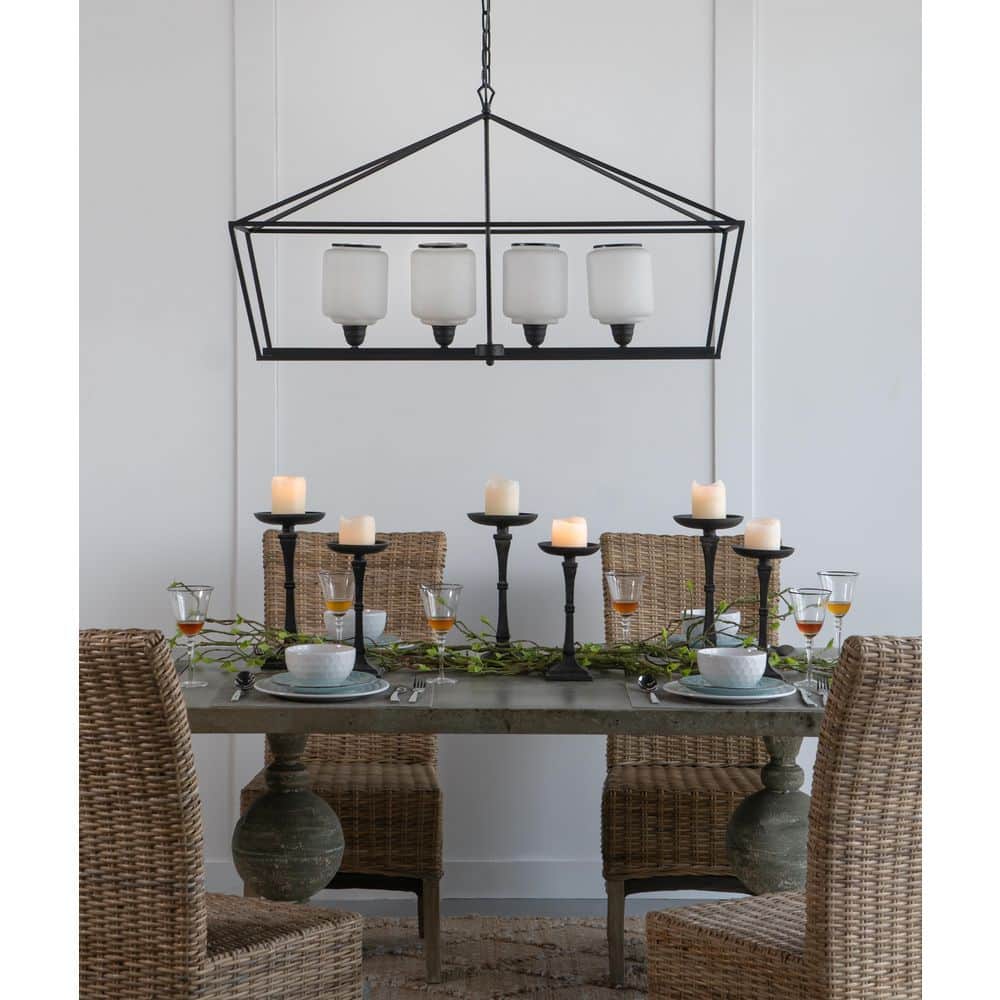 4 Lights Black Iron Chandelier for Kitchen Dining Room Foyer Entryway with no bulbs included price history on PriceWatchPro