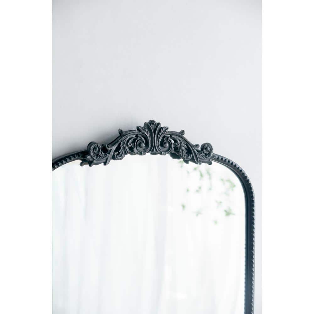 24 x 36 Inch Black Iron Framed Arched Decorative Mirror