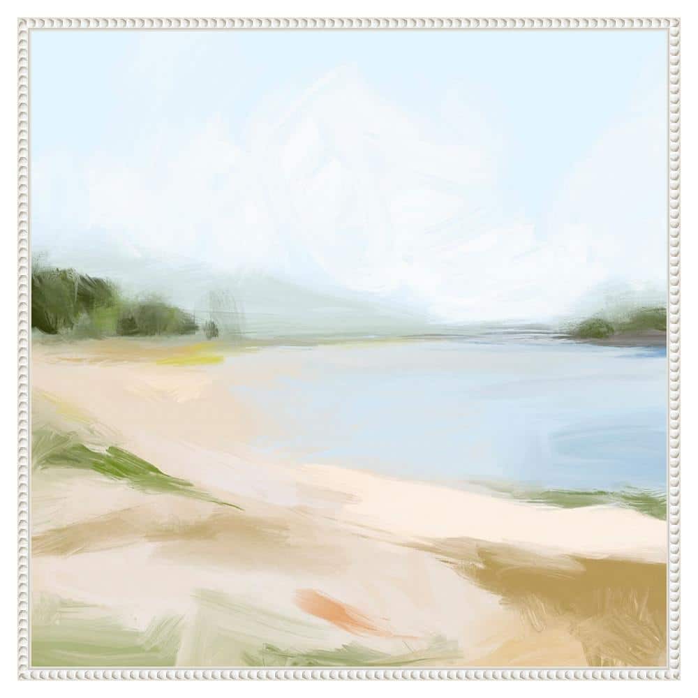 Blissful Bay View I by Victoria Barnes 30 in. W x 30 in. H Canvas Wall Art Print Framed in White price history on PriceWatchPro