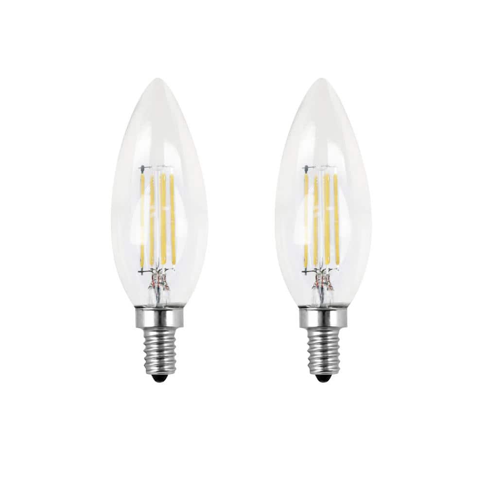 6 Piece 5000K Daylight H x 1.4 D Feit Electric CTC40/850/LED/6 40W Equivalent 3.8 Watt Dimmable Blunt Tip Decorative Clear Glass Filament Vintage Style B10 LED Chandelier Light Bulb