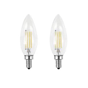 40-Watt Equivalent B10 E12 Candelabra Dimmable Filament CEC Clear Glass Chandelier LED Light Bulb, Daylight (2-Pack)