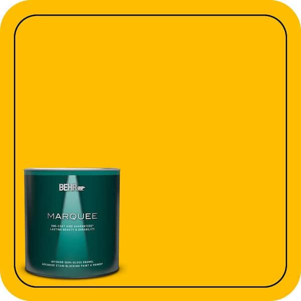BEHR MARQUEE 1 qt. #340B-7 Empire Yellow Semi-Gloss Enamel Interior Paint & Primer