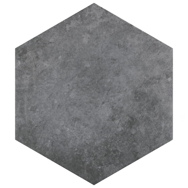 Merola Tile Heritage Hex Carbon 7 in. x 8 in. Porcelain Floor and Wall Take Home Tile Sample