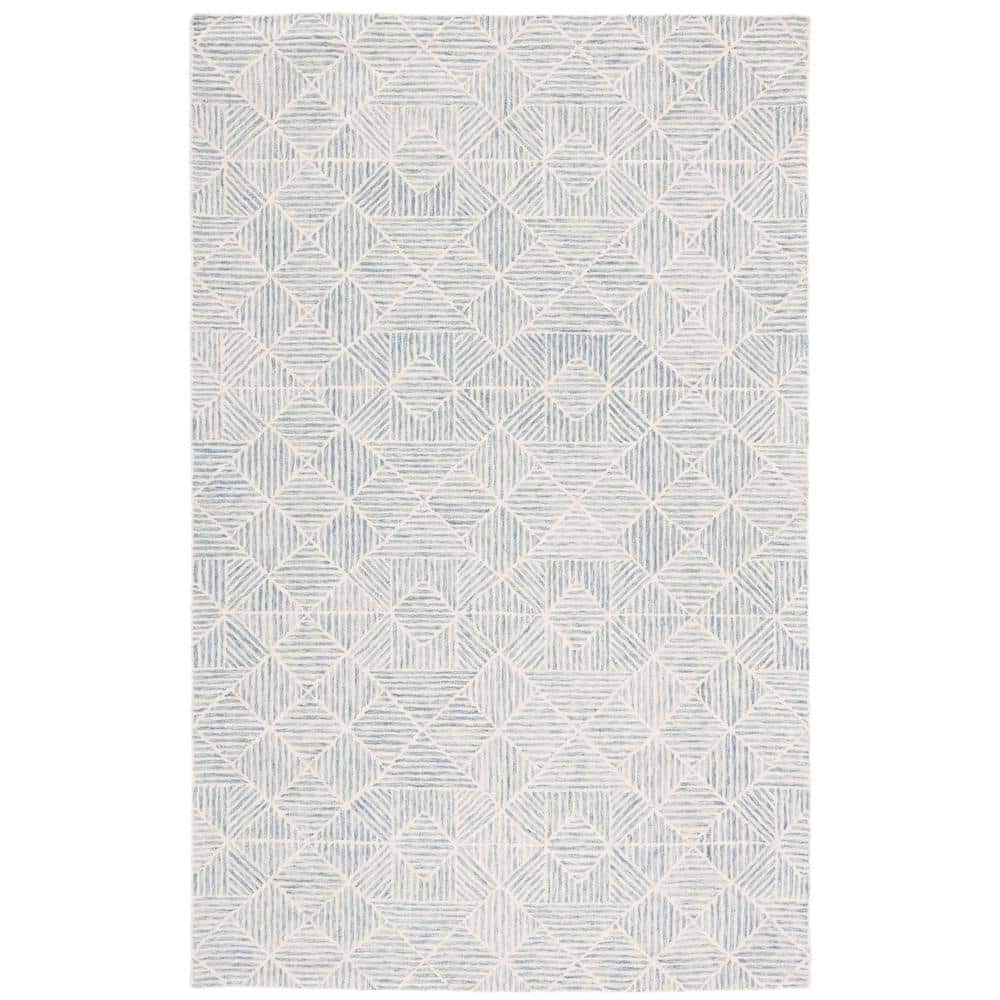 Handmade Abstract Grey/Ivory Wool Area Rug 5' x 8'