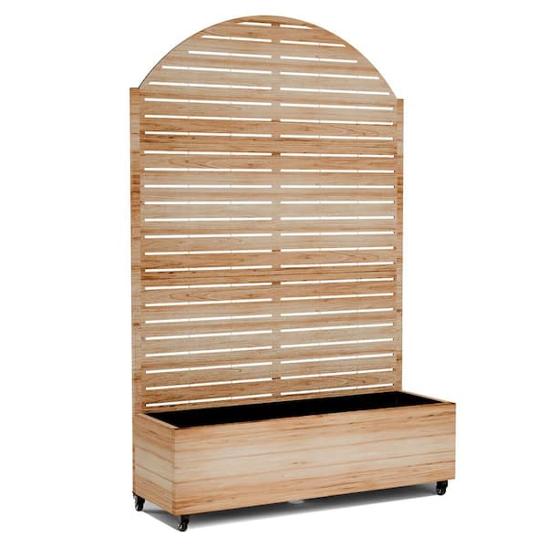 47 in. x 16 in. x 71 in. Brown Arched Metal Raised Garden Planter Box with Trellis, Rolling Wheels