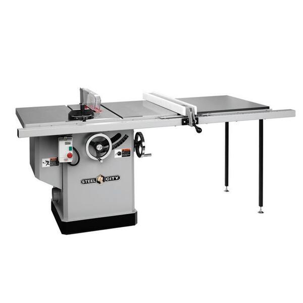 Steel City 12 in. 7.5 HP 50 in. Industrial T-Square Fence System Left Tilt Industrial Saw