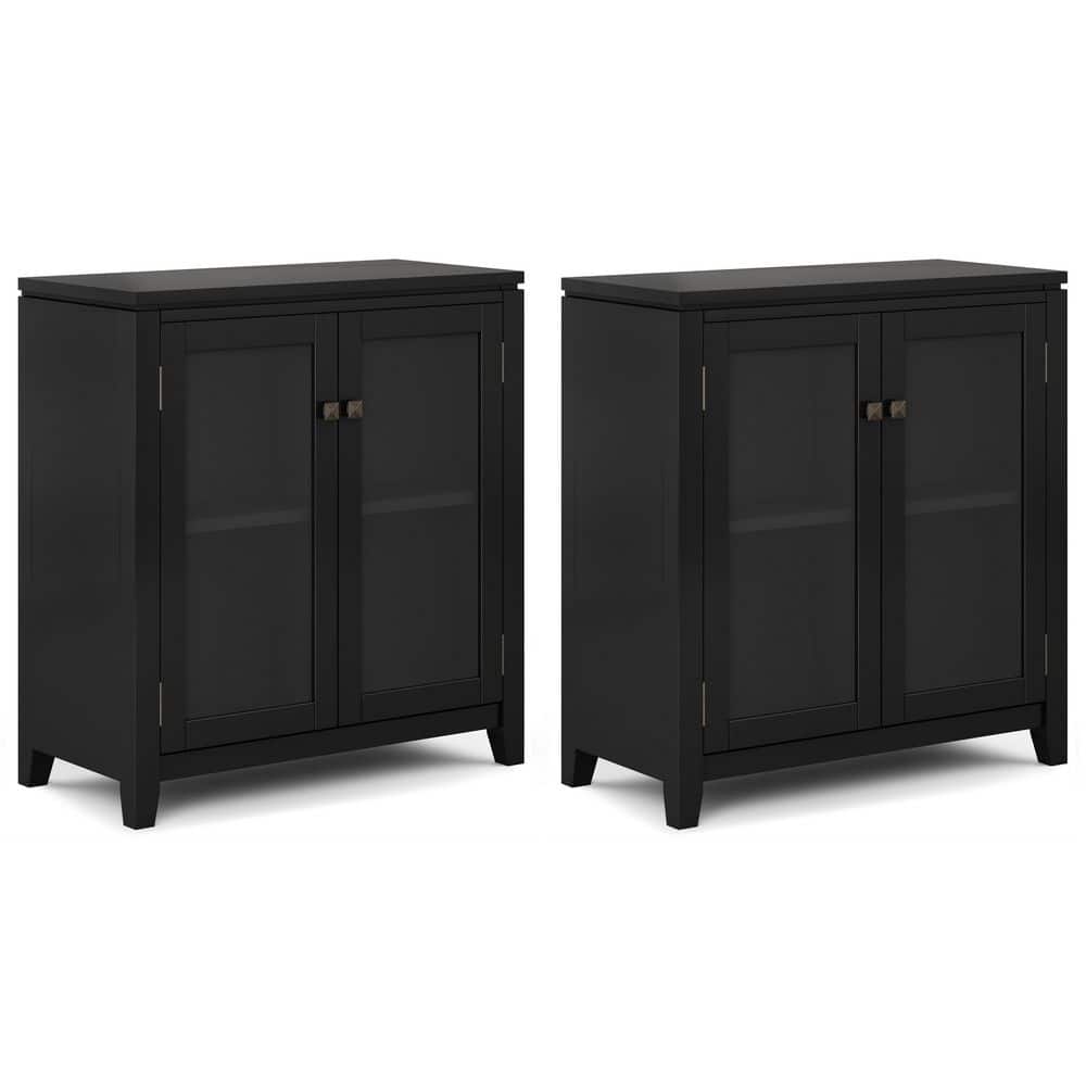 Cosmopolitan Solid Wood 30 in. Storage Cabinet in Black (Set of 2)