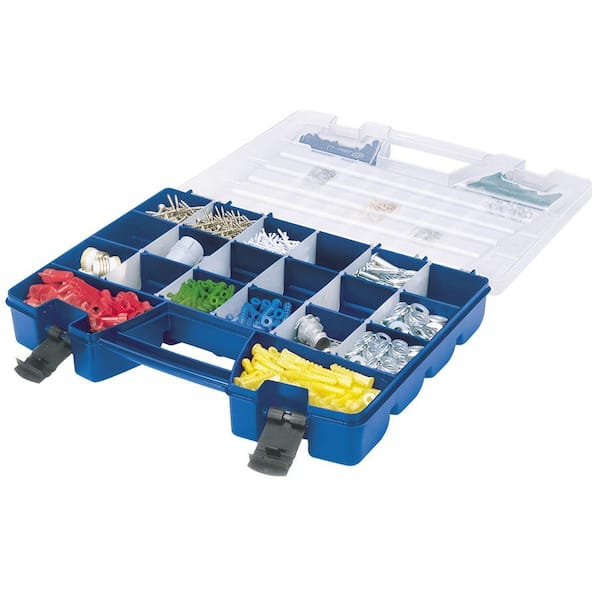 Akro-Mils 06118, 18 1/4 in. W x 13 1/2 in. D x 3 3/4 in. H, 62-Compartment Portable Small Part Storage Organizer with Lid (1-Pack)