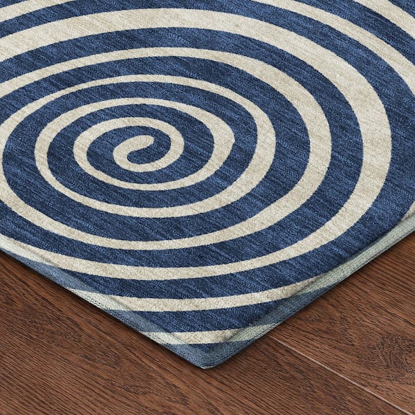 Mayfield Premium Machine Washable Abstract AMF2435 Navy 10 ft. x 14 ft. Area Rug