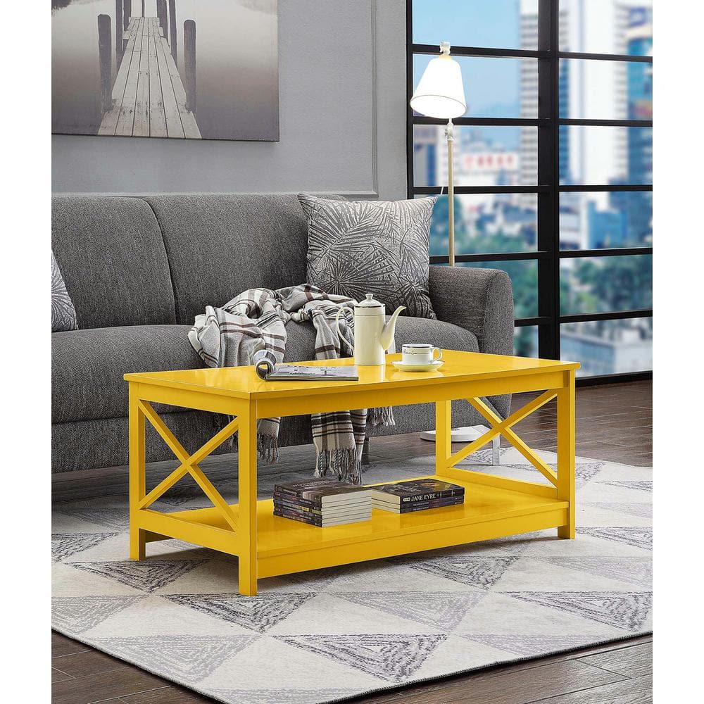 Oxford Yellow Rectangular Wood Coffee Table with Shelf