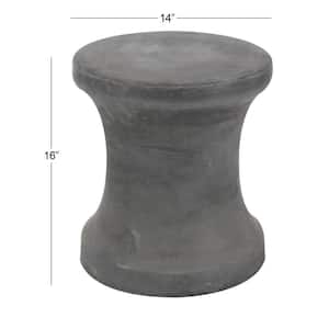 16 in. Black Round Fiberclay Ceramic Outdoor Accent Table