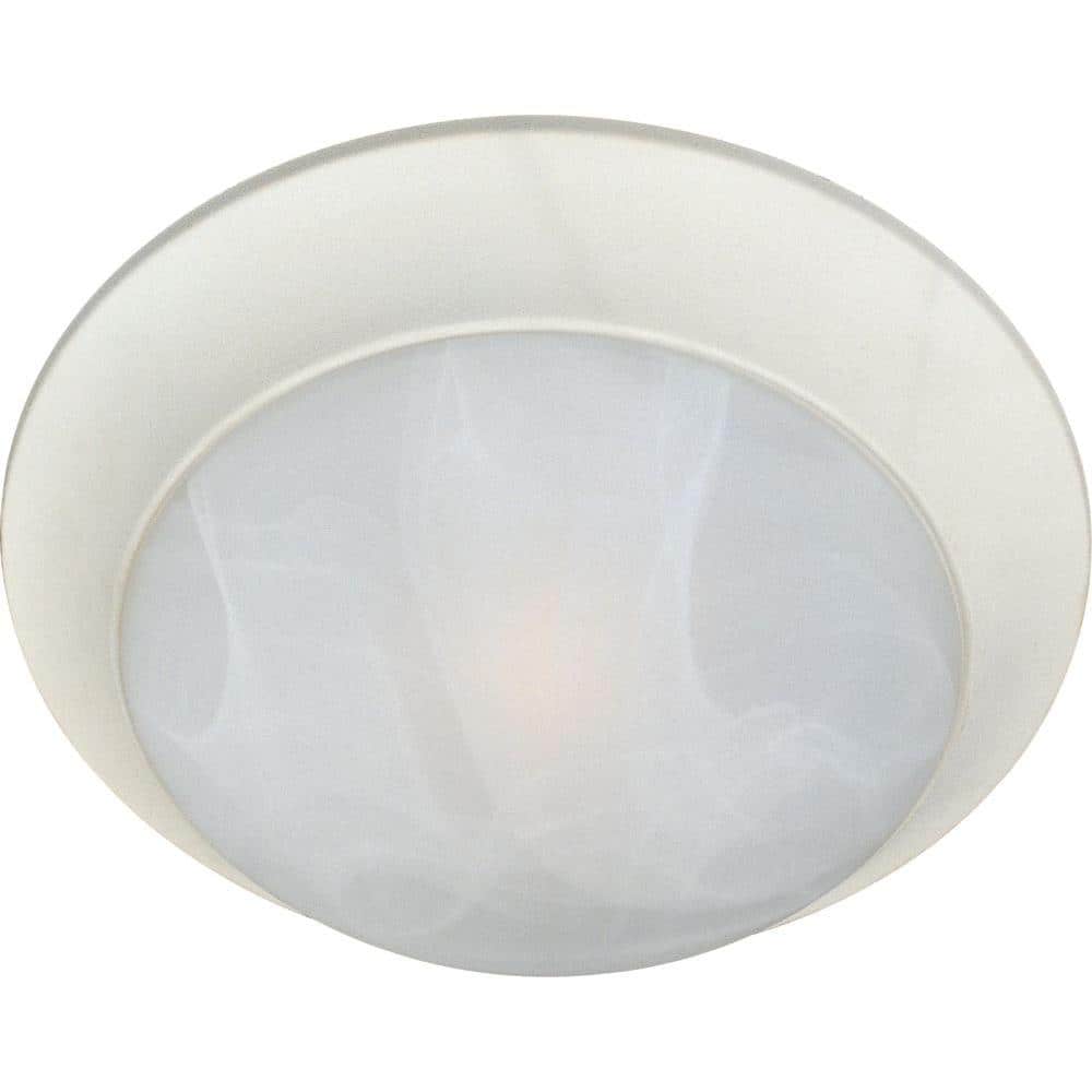 Essentials Textured White 3-Light Marble Glass Flush Mount