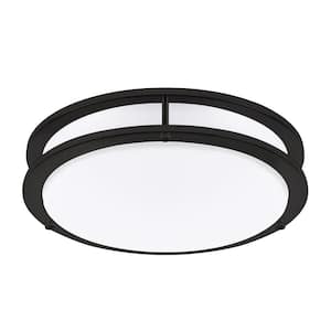 Hanz 16 in. Matte Black Selectable LED 3000K, 4000K, 5000K Flush Mount Ceiling Light