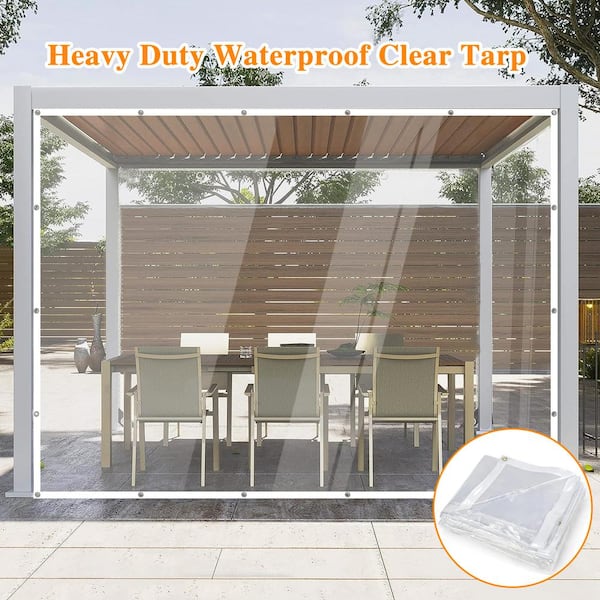 4 ft. x 6 ft. Clear Tarp Heavy Duty Waterproof with Eyelets for Camping, Patio Pergola Garden Canopy Rainproof Anti