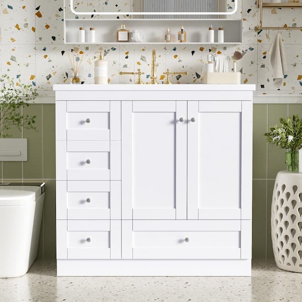 Virubi 35 in. Freestanding Bath Vanity Cabinet without Top in