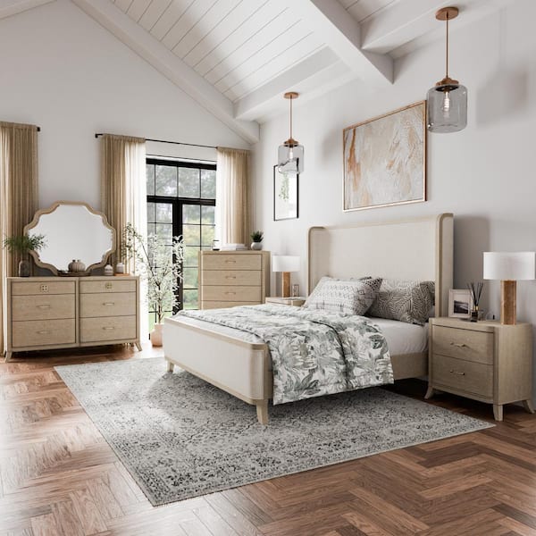 Furniture of America Ellington 6-Piece Natural Oak Wood King Bedroom Set