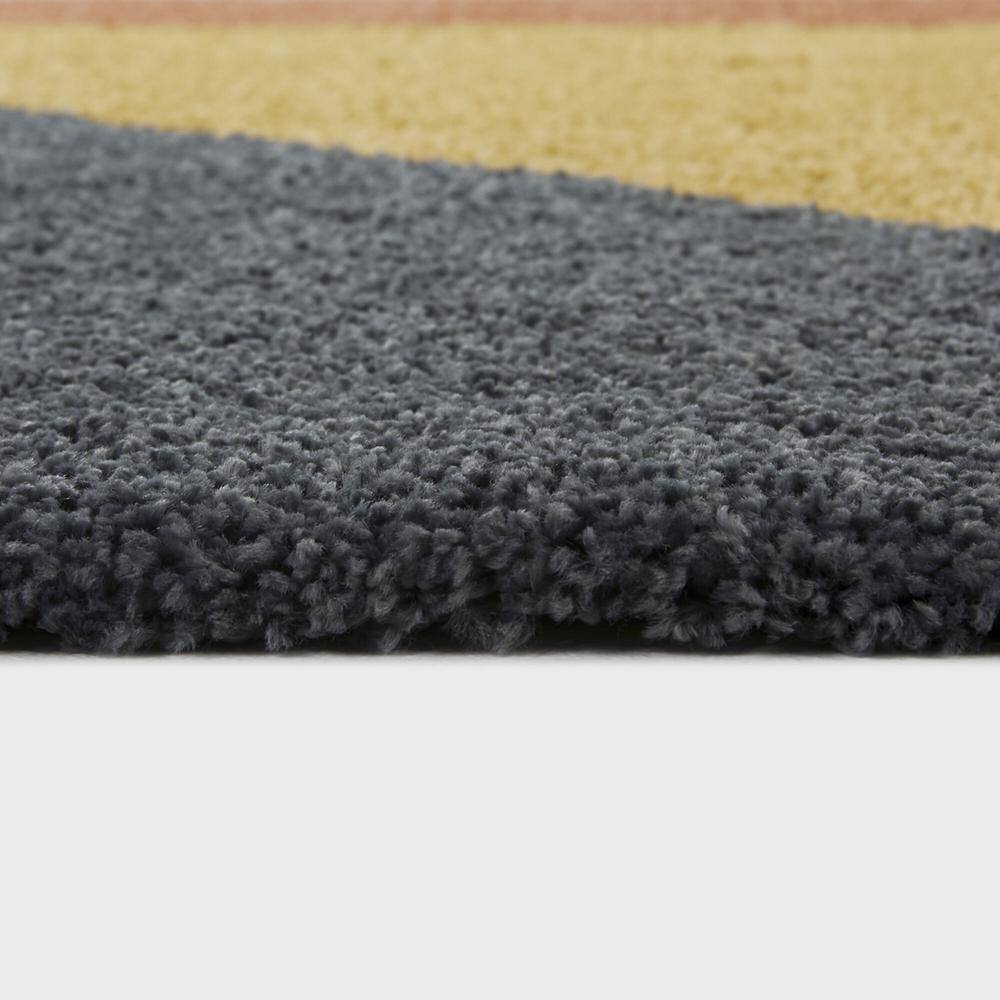Mustard and Gray Rectangular Shag Area Rug 4' x 6'