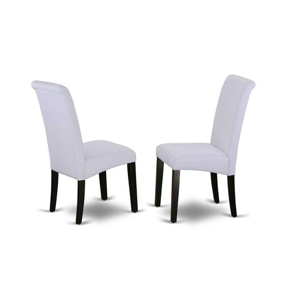 5-Piece Black and Cherry Finish Solid Wood Top Dining Table with 4 Parson Chair with Lattice Back