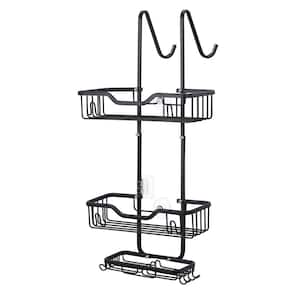Hanging Shower Caddy Bathroom Shower Organizer Shelves with 4-Hooks and Soap Rack, Black