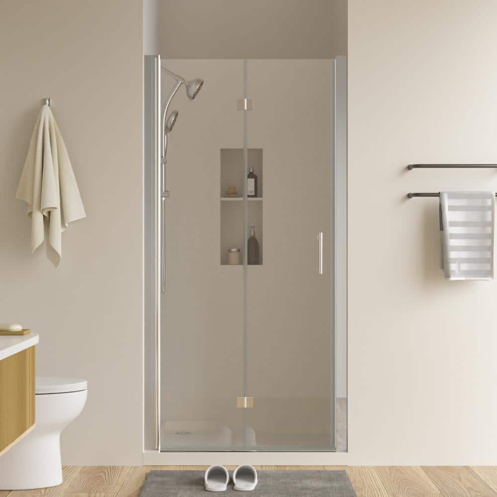 "36"" W x 72"" H Semi-Frameless Shower Door in Chrome with Bi-Fold Opening and 1/4"" (6mm) Tempered Glass" price history on PriceWatchPro