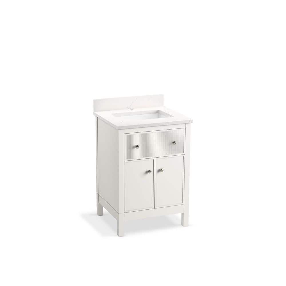 White Shaker Style 24" Bathroom Vanity with Quartz Top